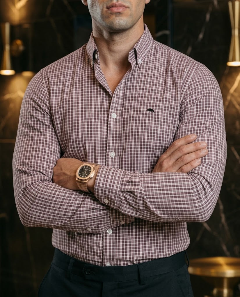 Camisa Hombre Cuadros Negro Blanco Rojo — Scarlet Mini | Moon & Rain
