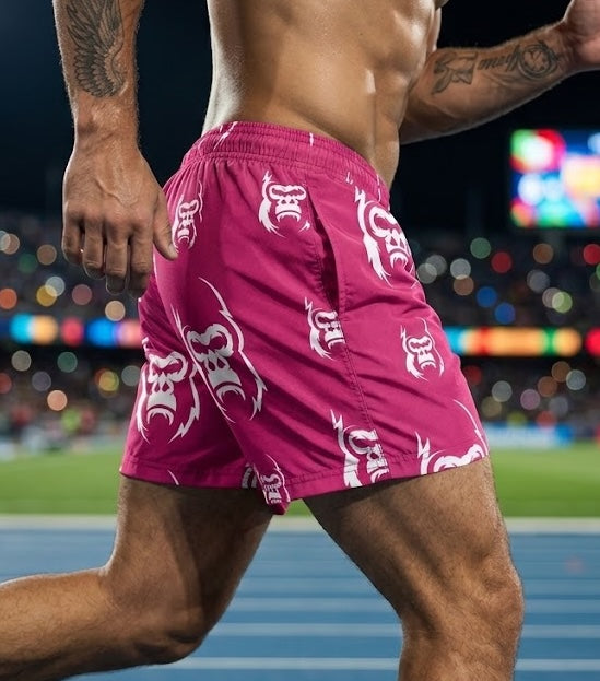 SHORT DEPORTIVO ROSA JUNGLE CON LICRA PARA HOMBRE KINESTESIA