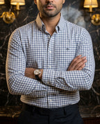 Camisa Hombre Cuadros Azul Gris — Slate Check | Moon & Rain