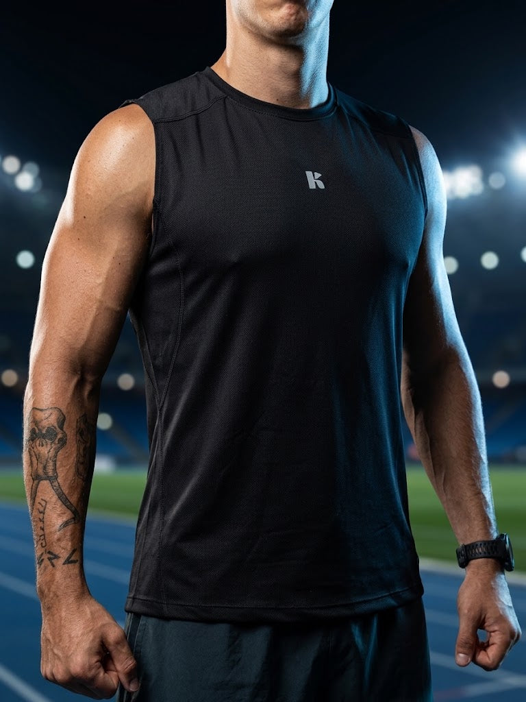 Playera Sin Mangas Negra Para Hombre Basic Kinestesia