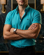 Camisa Hombre Azul Turquesa — Teal Flux | Moon & Rain