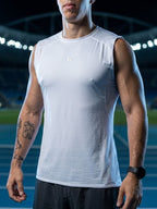 Playera Sin Mangas Blanca Para Hombre Basic Kinestesia