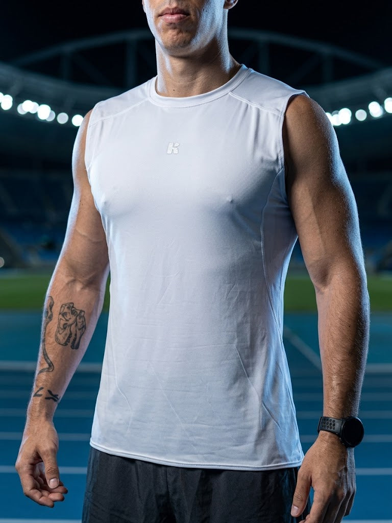 Playera Sin Mangas Blanca Para Hombre Basic Kinestesia