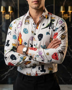 Camisa Hombre Azul Rojo Beige — Prism Mask | Moon & Rain