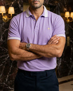 Playera Polo Hombre Casual Lila Detalles Blancos