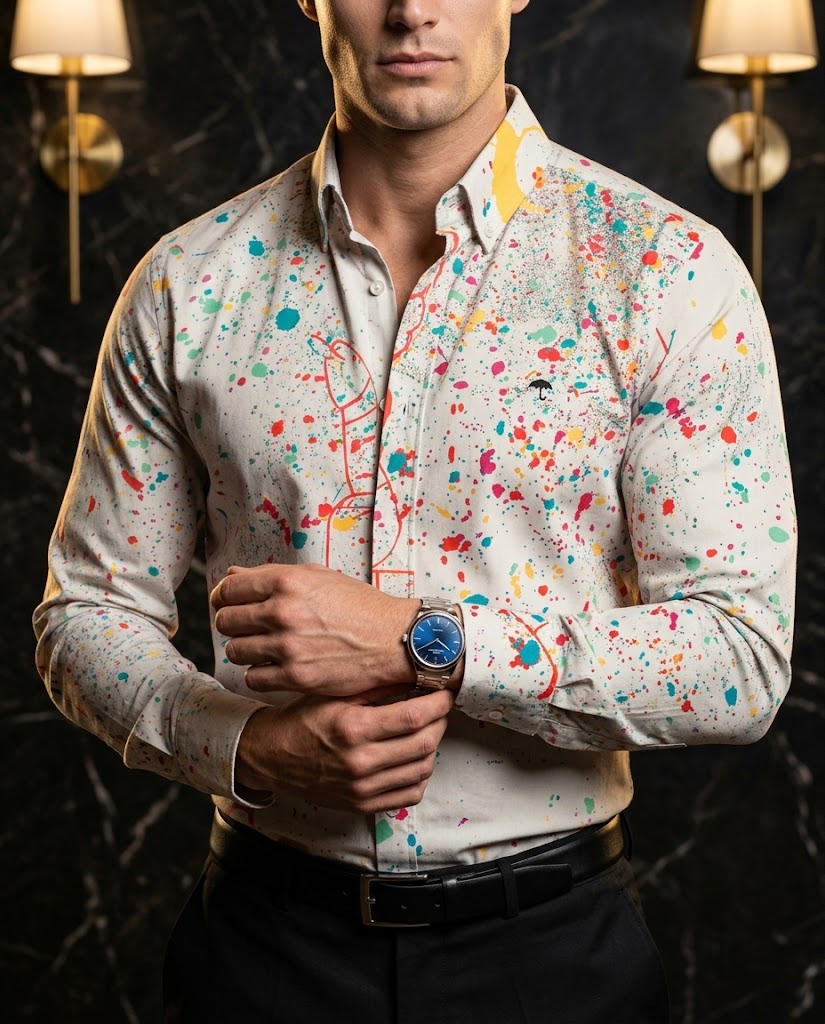 Camisa Hombre — Splash Drift | Moon & Rain