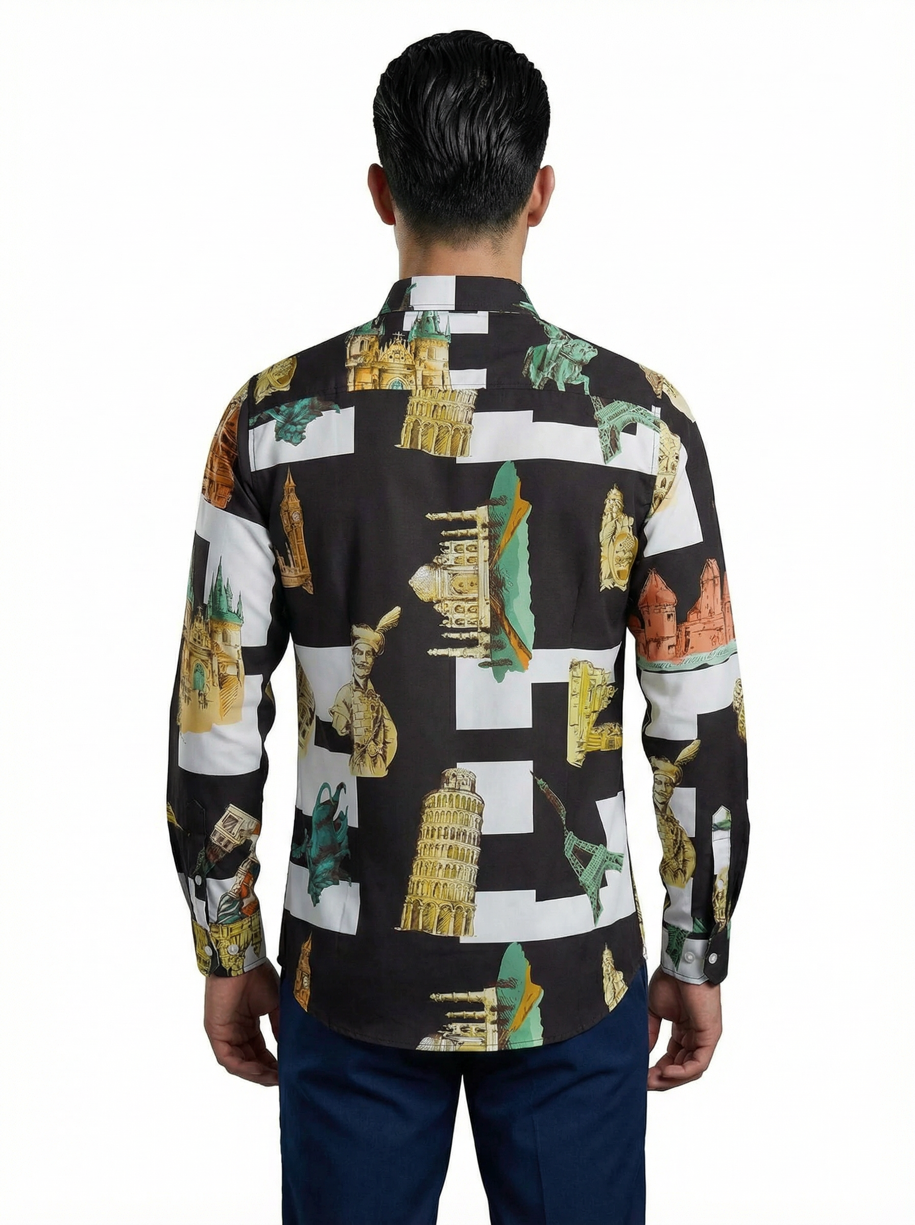 Camisa Hombre Casual Negro & Blancas Monumentos