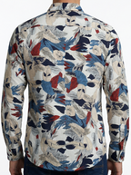 Camisa Hombre Casual Blanca Hojas Colores