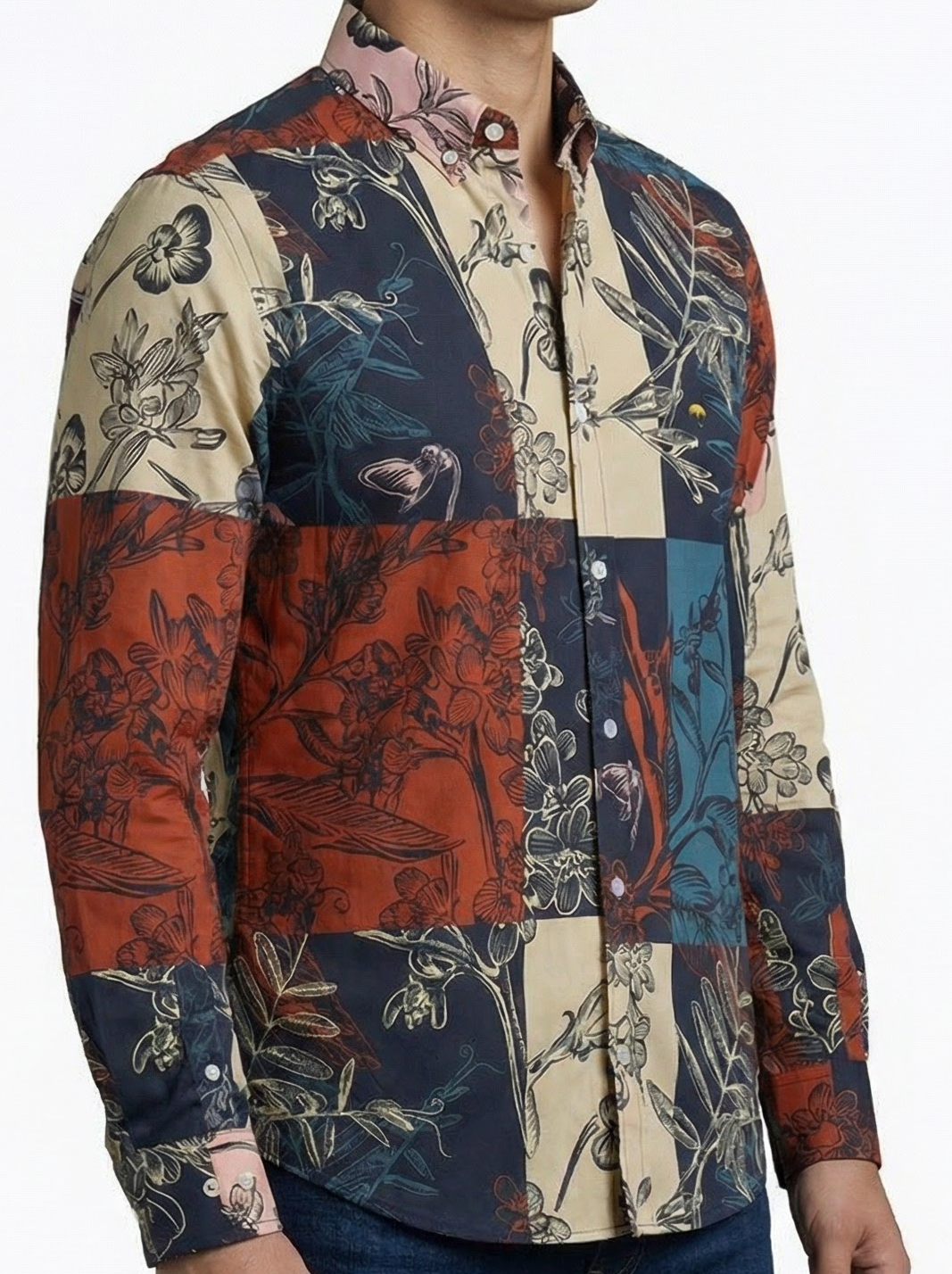 Camisa Hombre Casual Cuadros Colores Flores