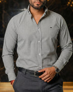 Camisa Hombre Casual Mini Cuadros Blancos Verdes