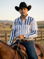 Camisa Hombre Casual Blanca Teclas de Piano Musical Marino