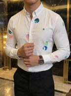 Camisa Hombre Casual Blanca Planetas