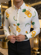 Camisa Hombre Casual Blanca Piñas