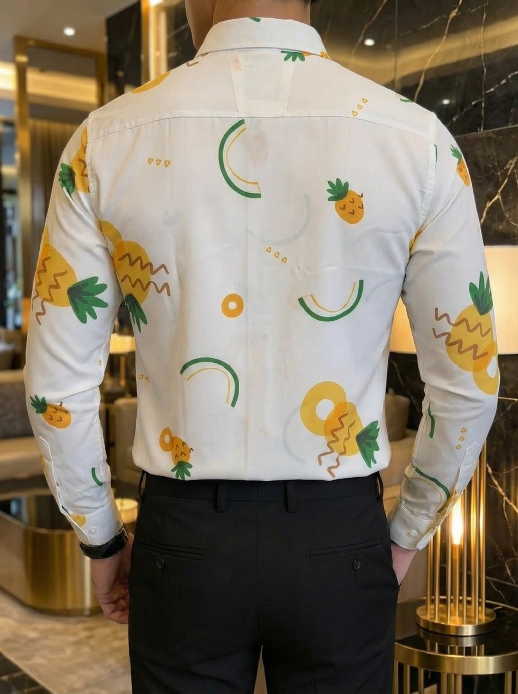 Camisa Hombre Casual Blanca Piñas