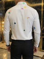 Camisa Hombre Casual Blanca Planetas
