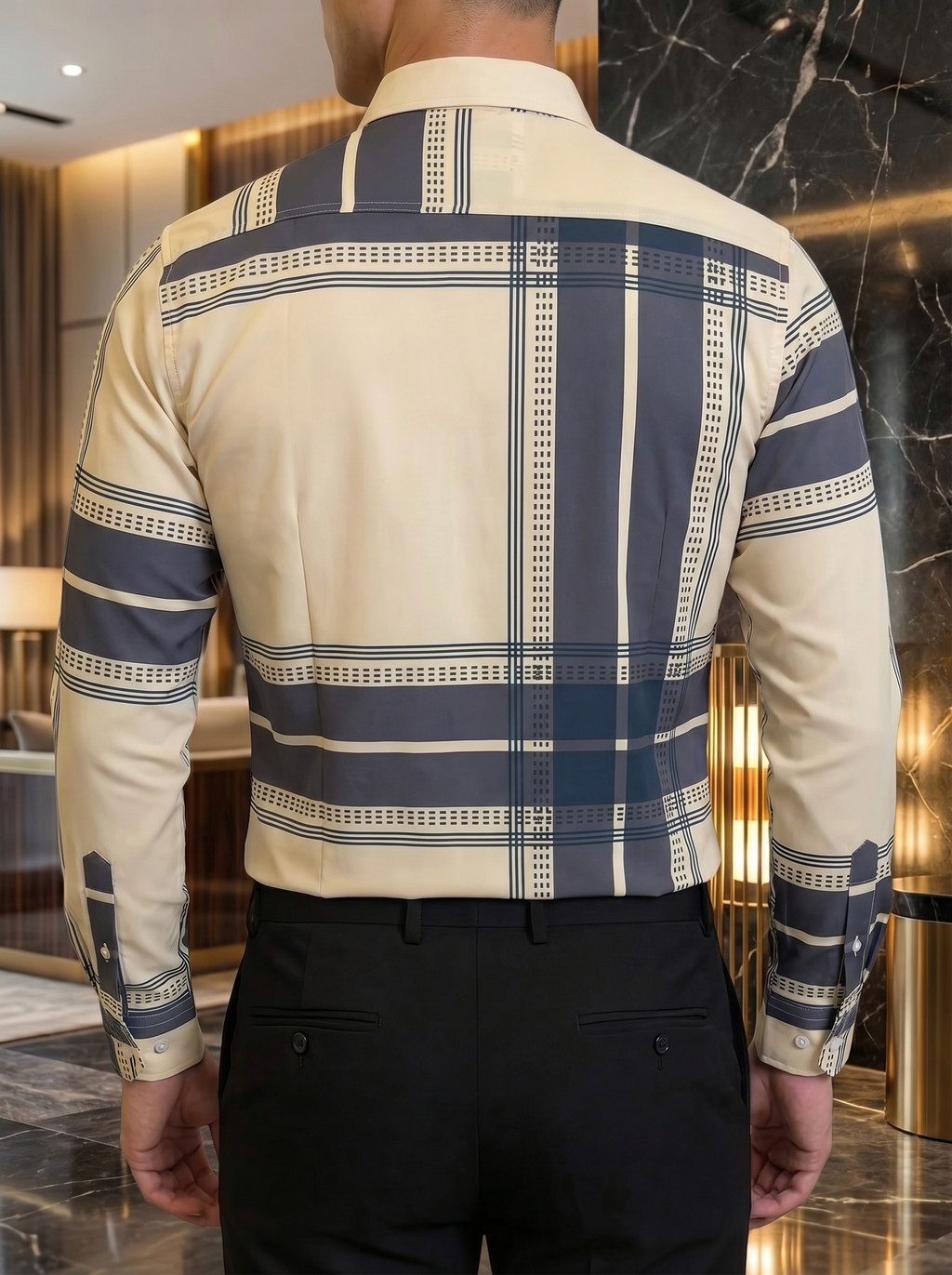 Camisa Hombre Casual Beige Línea Imperial Gris