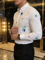 Camisa Hombre Casual Blanca Planetas