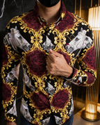 Camisa Hombre Casual Slim Fit  Rosas Y Caballo Blanco