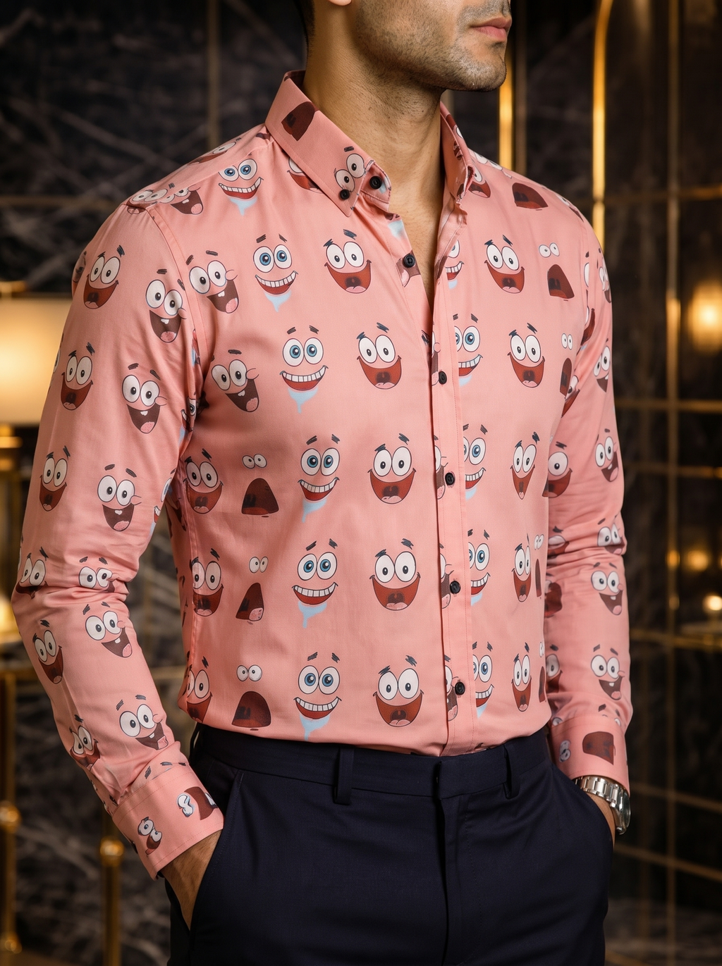 Camisa Hombre Casual Rosa Patricio Estrella