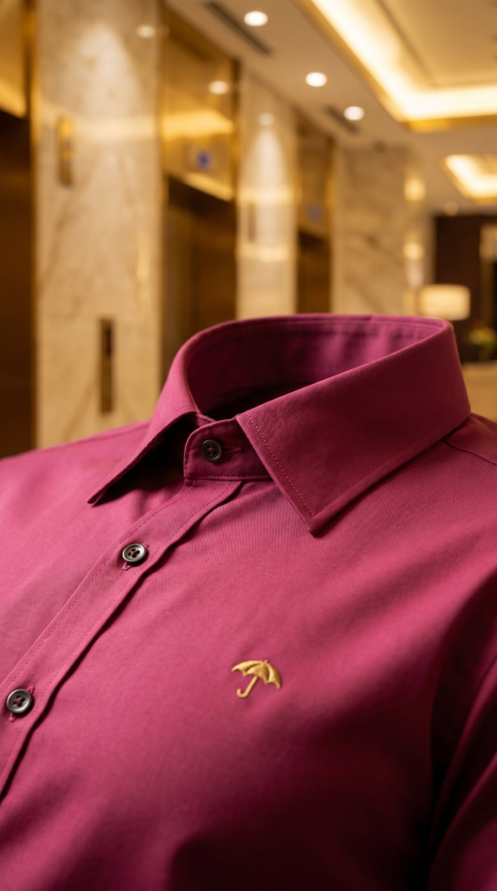 Camisa Casual Hombre Lisa Rosa Rouge