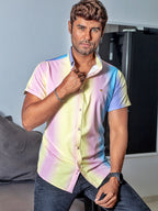 Camisa Hombre Casual Slim Fit Rayas Colores Pasteles