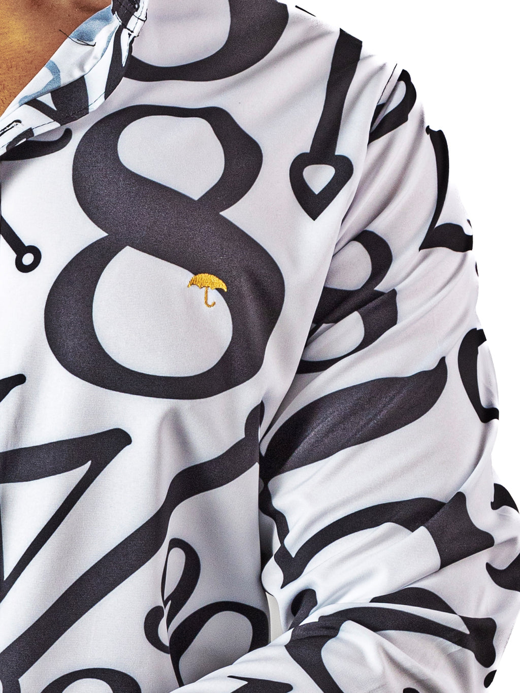 Camisa Hombre Casual Blanca Números Negros Regular Fit - 34 (S)-Tiendas Platino