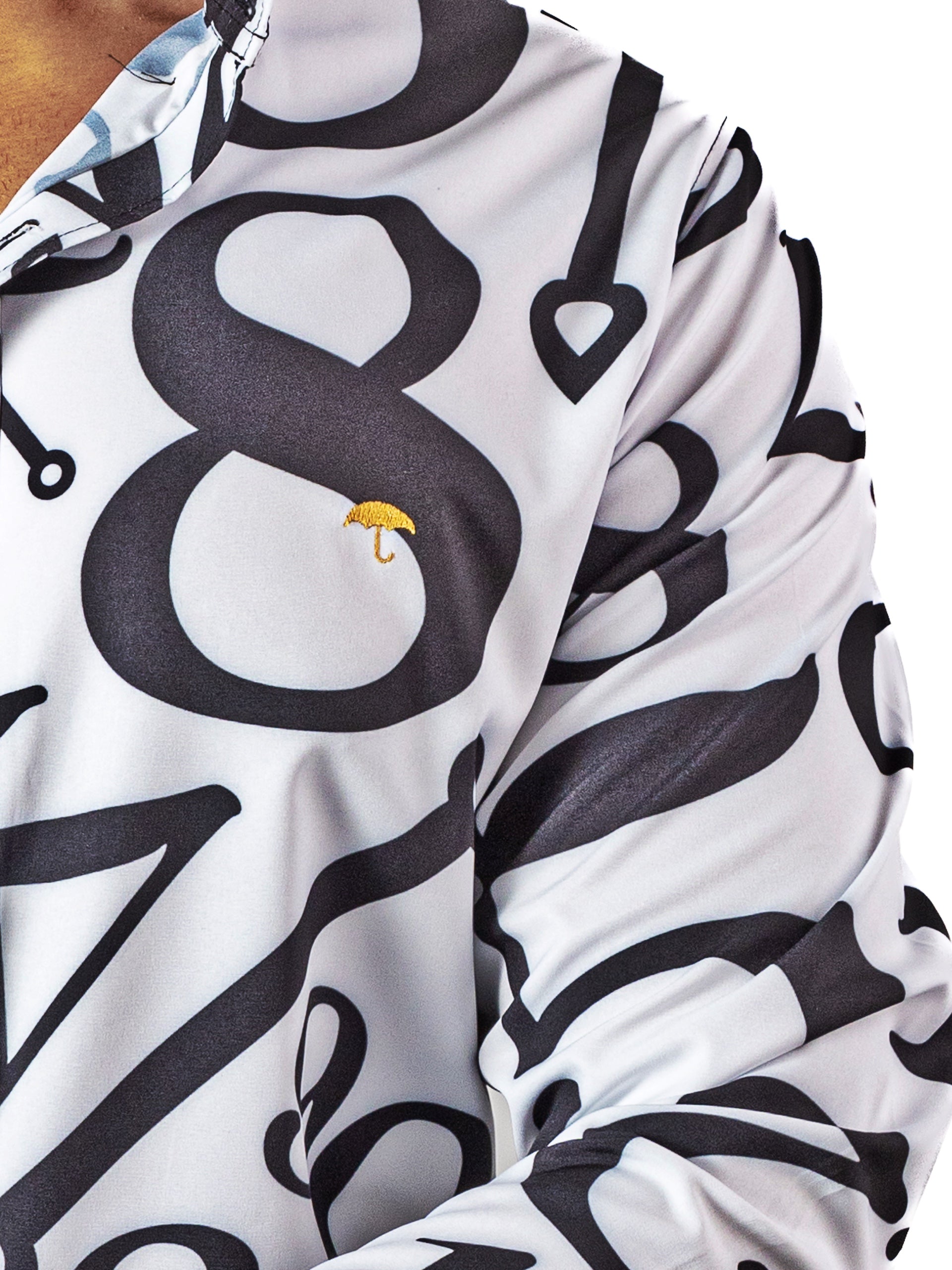 Camisa Hombre Casual Blanca Números Negros Regular Fit - 34 (S)-Tiendas Platino