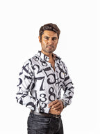 Camisa Hombre Casual Blanca Números Negros Regular Fit - 34 (S)-Tiendas Platino