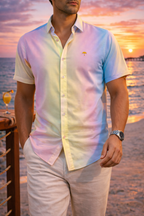 Camisa Hombre Casual Slim Fit Rayas Colores Pasteles
