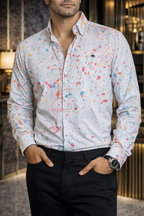 Camisa Hombre Casual Salpicadura Pintura Kawas