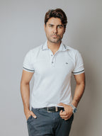 Playera tipo polo blanca para hombre – Tiendas Platino
