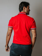 Playera Polo Hombre Slim Fit Roja Detalles Blanco y Azul Marino - 34 (S)-Tiendas Platino
