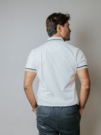 Playera Polo Hombre Casual Blanca destalles Negros, Gris