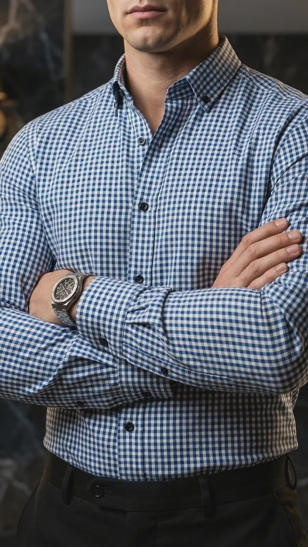 Camisa Hombre Casual Mini Cuadros Azules, Blancos (video)