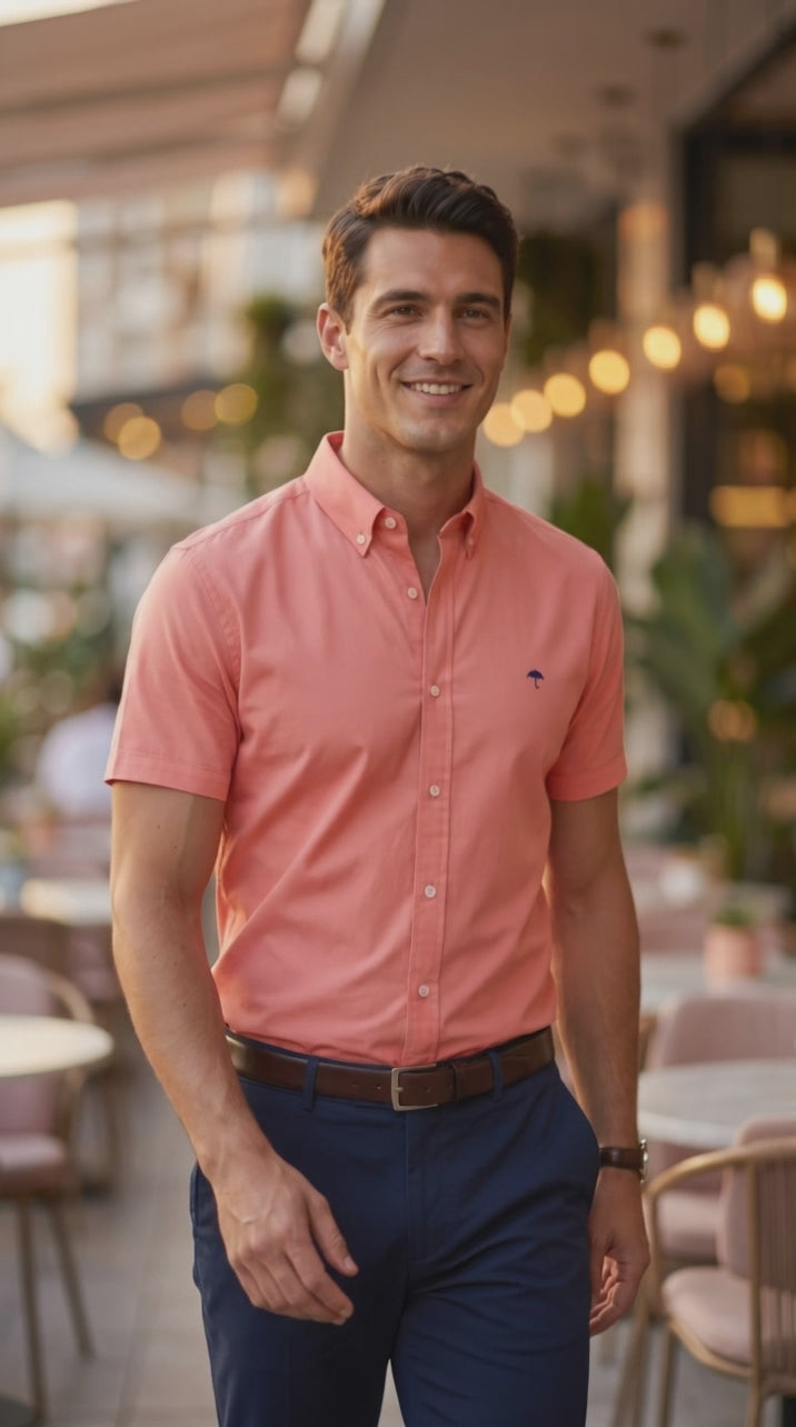 Men's Casual Shirt, Plain Pink