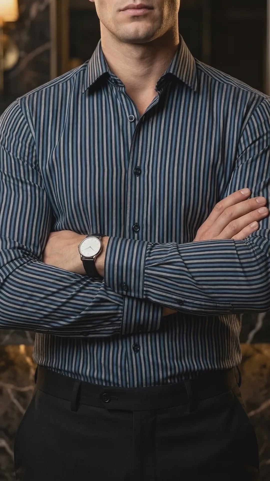 Camisa Hombre Casual Rayas Negras, Gris, Azul (video)