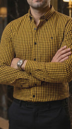 Camisa Hombre Cuadros Negro Amarillo — Onyx Mini | M (video)