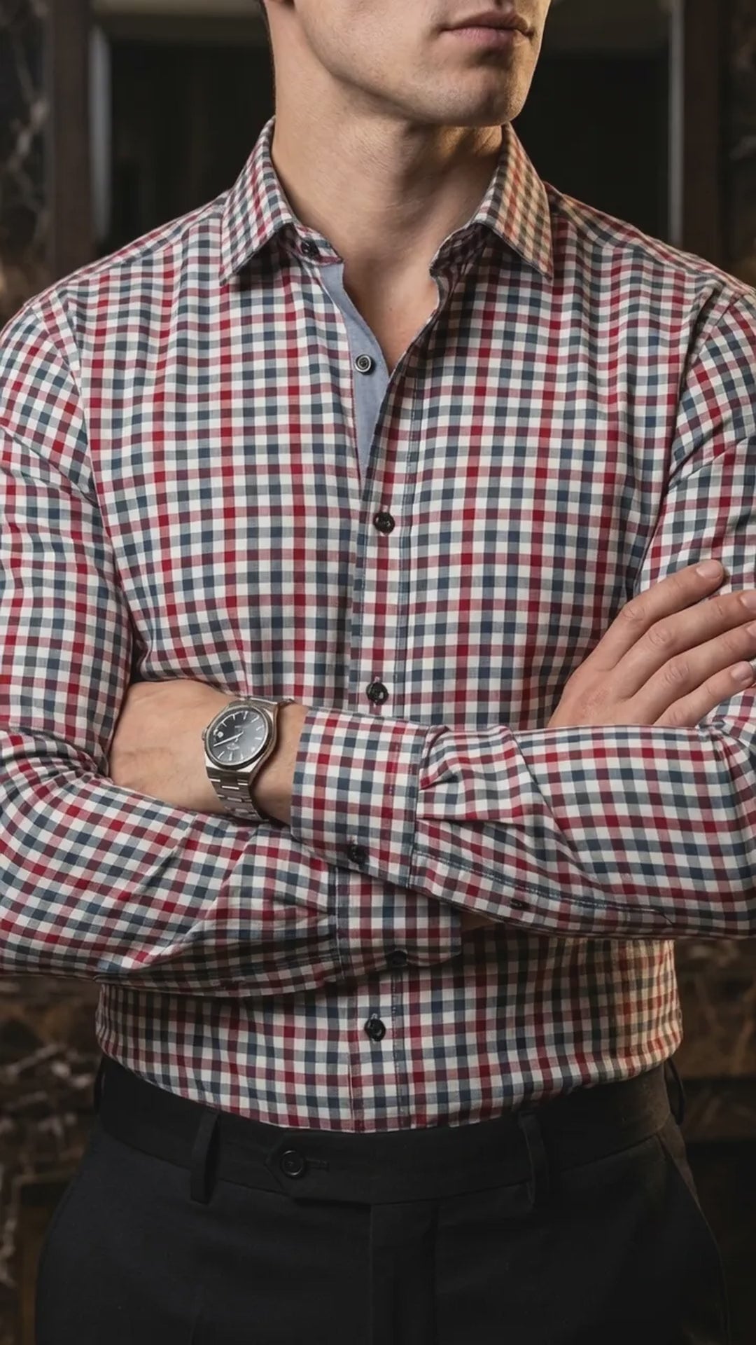 Camisa Hombre Casual Cuadros Marino, Rojos, Blancos (video)