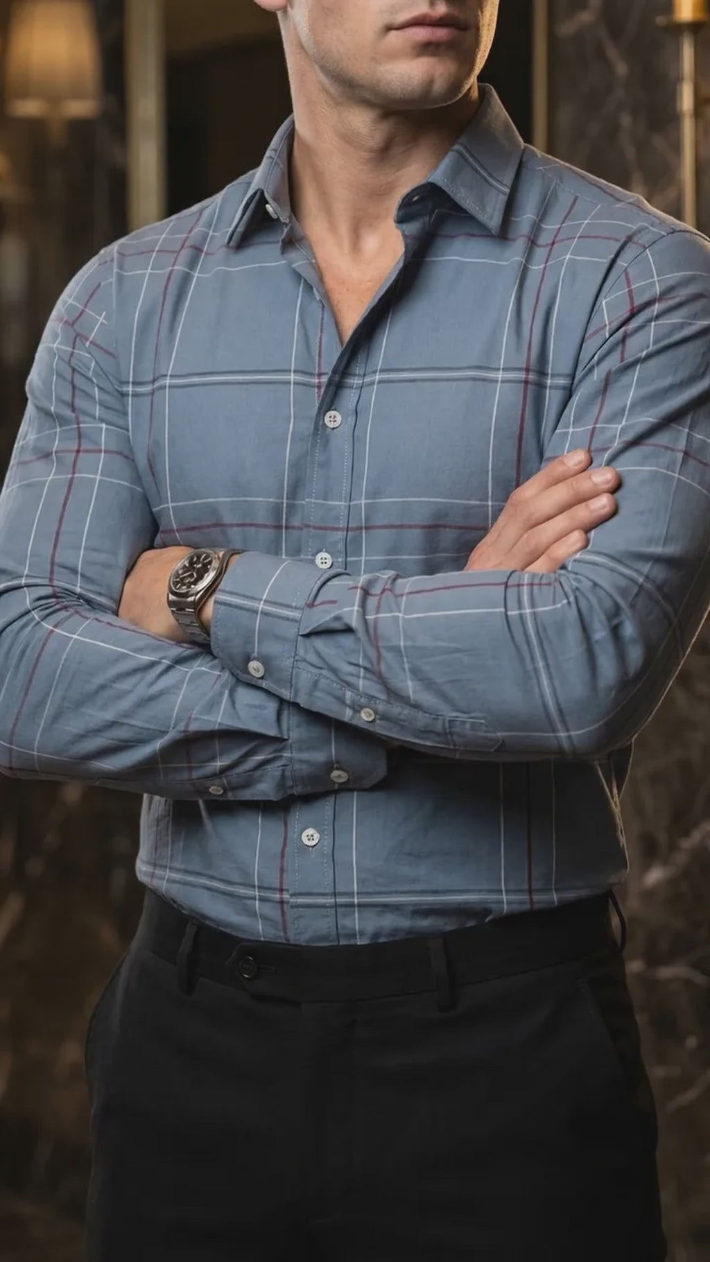 Camisa Hombre Casual Gris Lineas Vino, Marino (video)