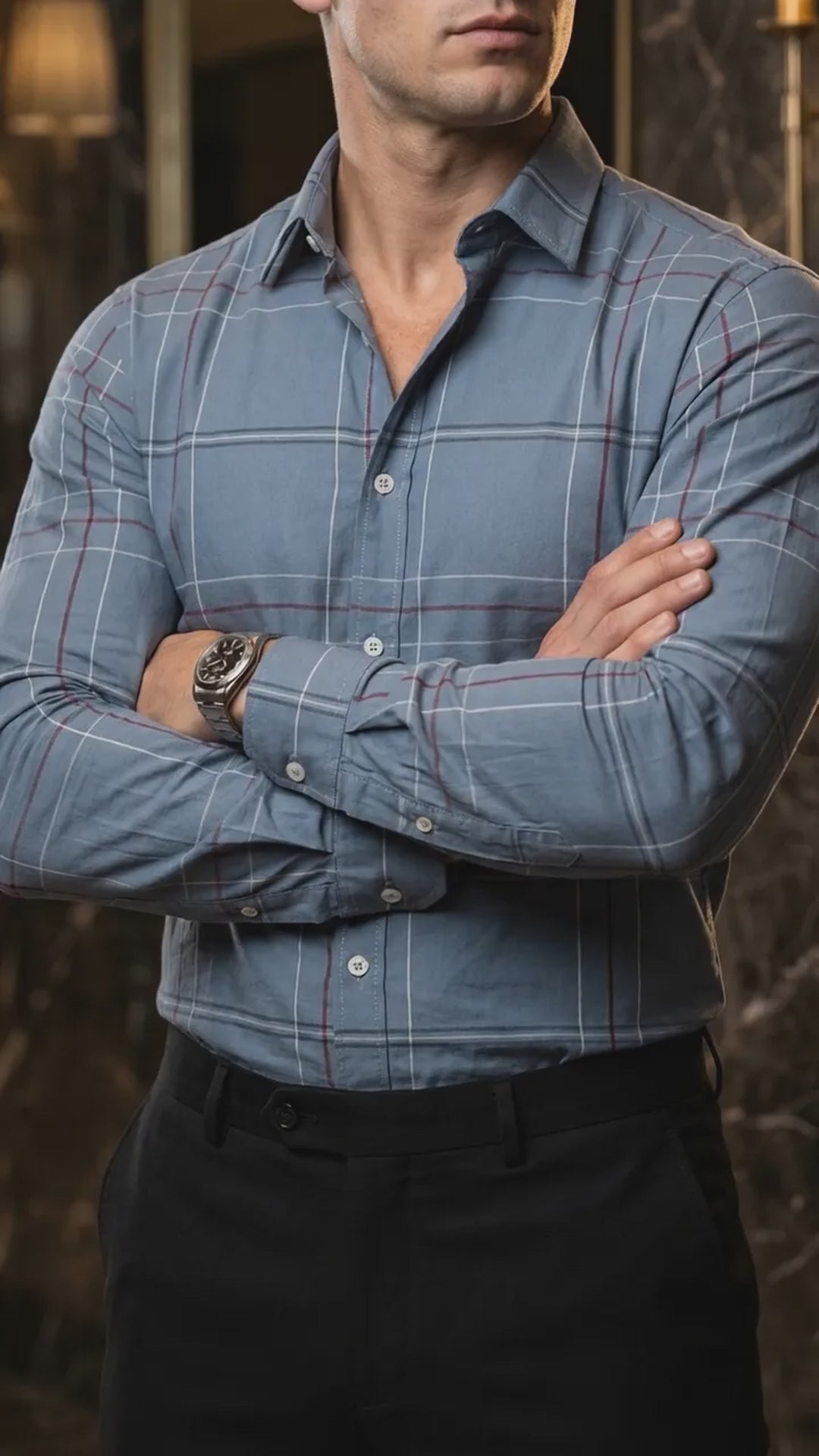 Camisa Hombre Casual Gris Lineas Vino, Marino (video)