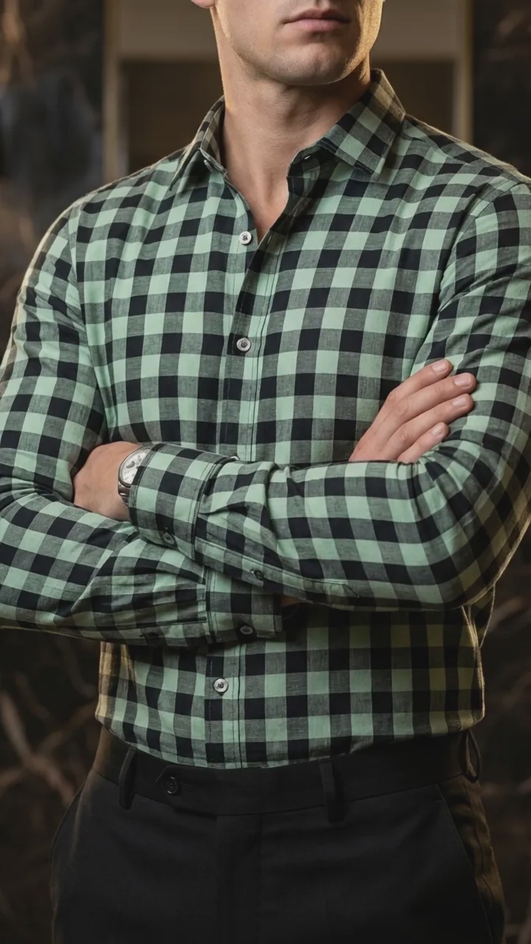 Camisa Hombre Casual Cuadros Verde Claro, Negros (video)