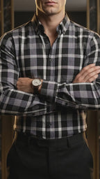 Camisa Hombre Casual Cuadros Negros Lineas Blancas (video)