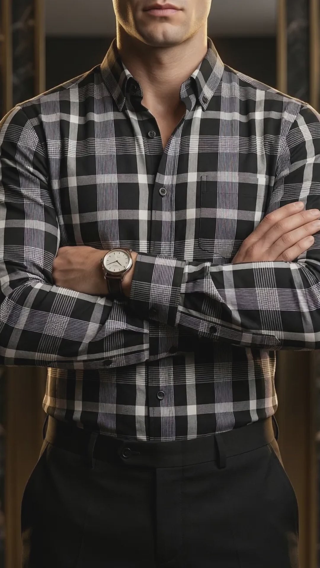 Camisa Hombre Casual Cuadros Negros Lineas Blancas (video)