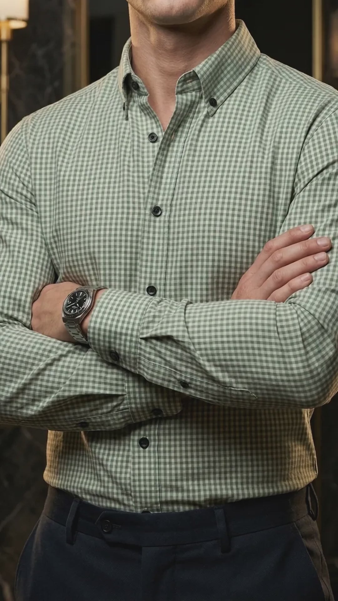Camisa Hombre Casual Mini Cuadros Blancos, Verdes (video)