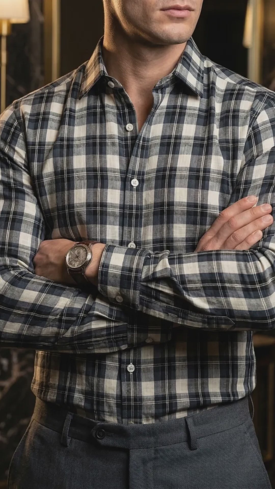 Camisa Hombre Casual Cuadros Blancos, Negros, Marino (video)