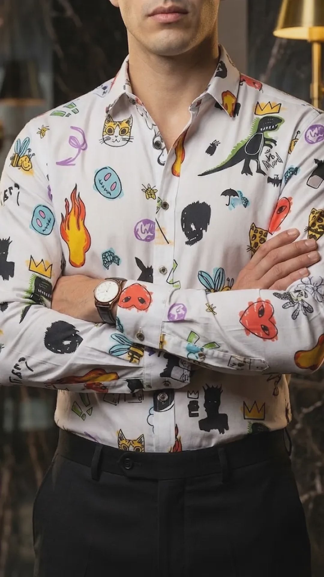 Camisa Hombre Casual Figuras Jurassic Fire - Creativ (video)