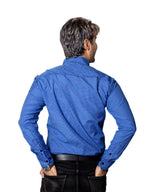 Camisa Casual Hombre MicroCuadro Azul Rey - Tiendas Platino Camisas Hombre 34 (S)