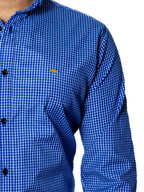Camisa Casual Hombre MicroCuadro Azul Rey - Tiendas Platino Camisas Hombre 34 (S)