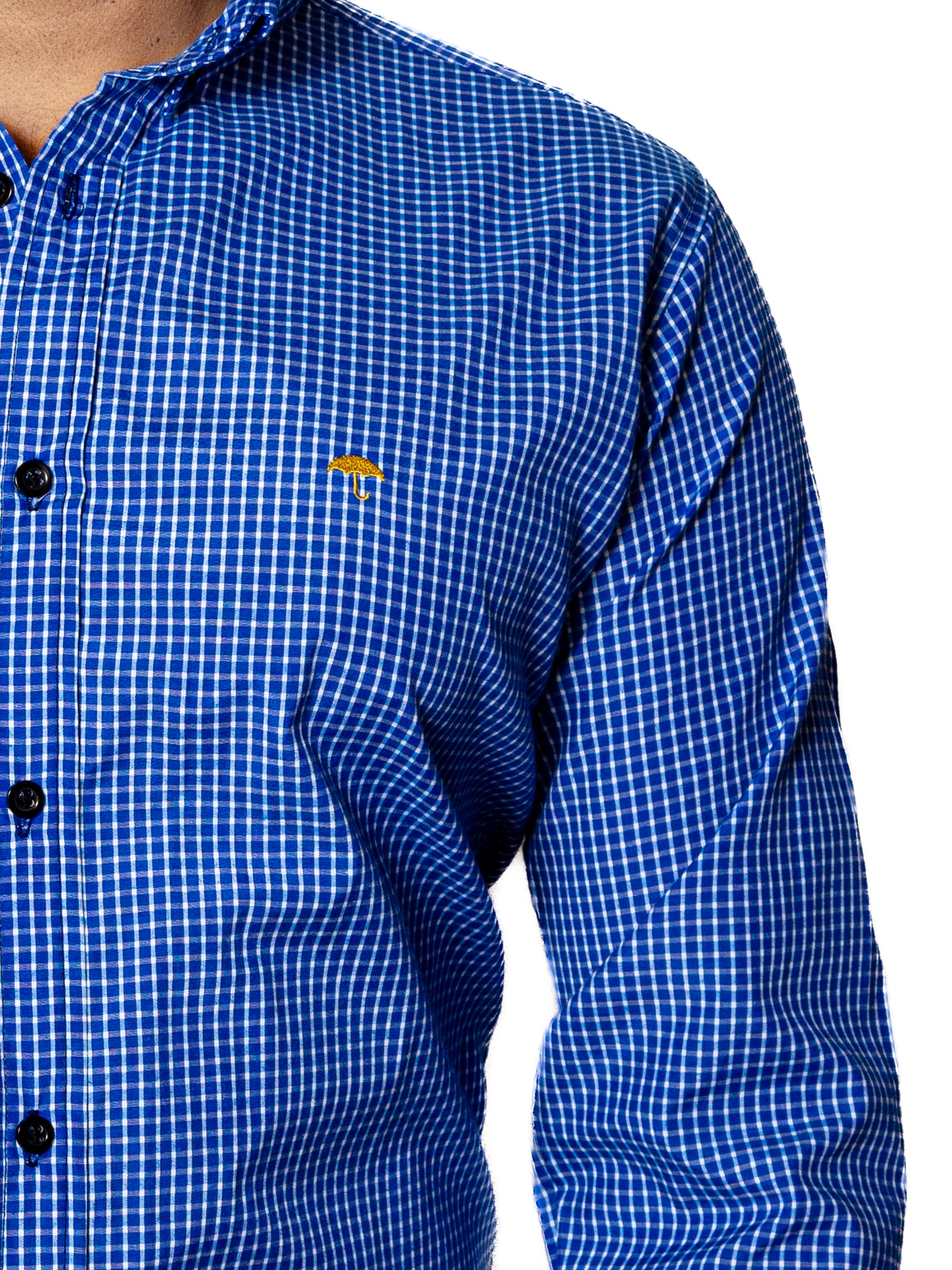 Camisa Casual Hombre MicroCuadro Azul Rey - Tiendas Platino Camisas Hombre 34 (S)