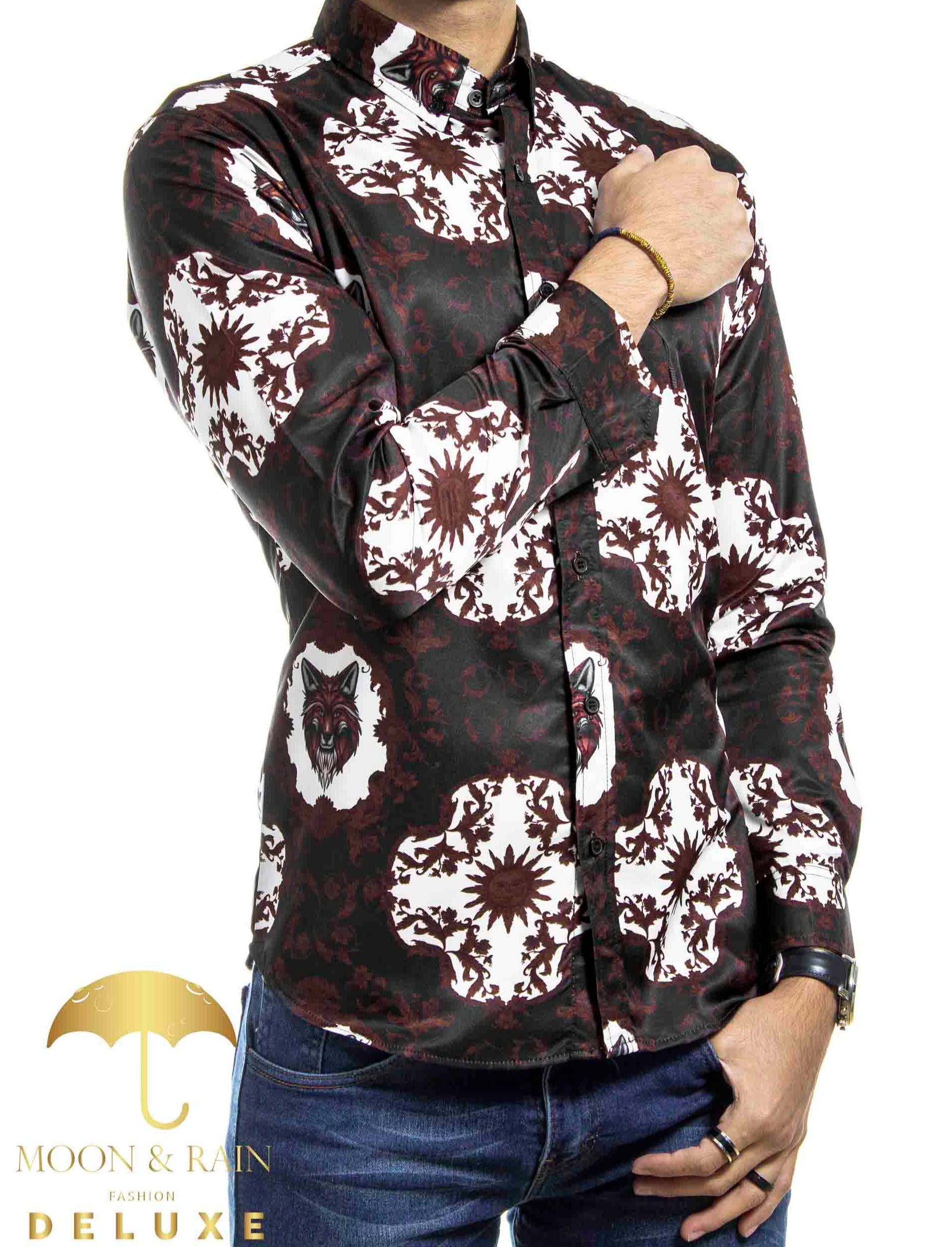 Camisa Hombre Casual Slim Fit Negra Zorro Y Sol Vino - 34 (S)-Tiendas Platino